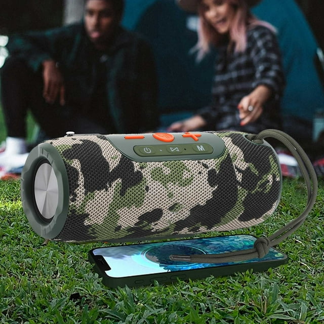 Altavoz inalámbrico Bluetooth al aire libre portátil, 2x5W de alta potencia, batería de 1500mAh, verde