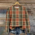 thumbnail image 2 of WTOBBY Women's Retro Plaid Print Long Sleeve Pullover, Halloween Fall Fashion Top with Crewneck, Casual Comfort Fit Blouse for Seasonal Style,Ginger M, 2 of 4