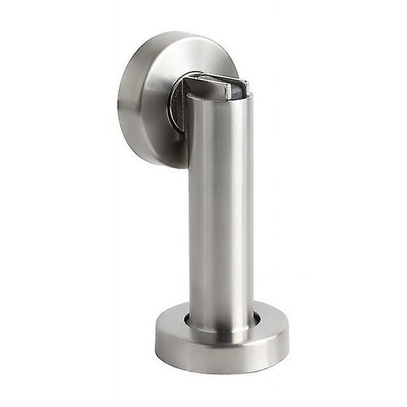 Magnetic door stopper in stainless steel look - Door stopper with floor and wall mounting material - Magnetic door stopper