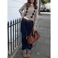 thumbnail image 5 of Women's Casual College Style Short Argyle Knit Cardigan, Long Sleeve Round Neck Sweater, Suitable For Winter Wear, Wool Blend Fall, 5 of 9