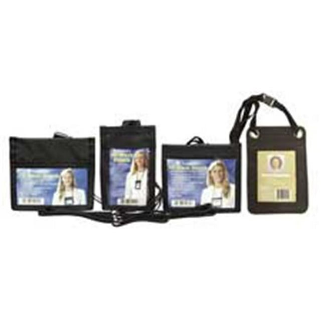 ID Neck Pouch- Vertical- Adjustable 20in. Cord- 3-.50in.x2-.25in.- BK