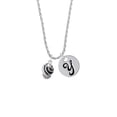 thumbnail image 2 of Delight Jewelry Silvertone Wide Zebra Print Spinners Silvertone Script Initial Disc - Y - Charm Necklace, 20"+3", 2 of 4