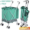 thumbnail image 2 of Folding Grocery Shopping Cart with 360° Double Front Swivel Wheels Waterproof Removable Oxford Cloth Liner Heavy Duty Canvas with Cover Lightweight Utility Cart for Laundry - Holds Up to 120 lbs, 2 of 8