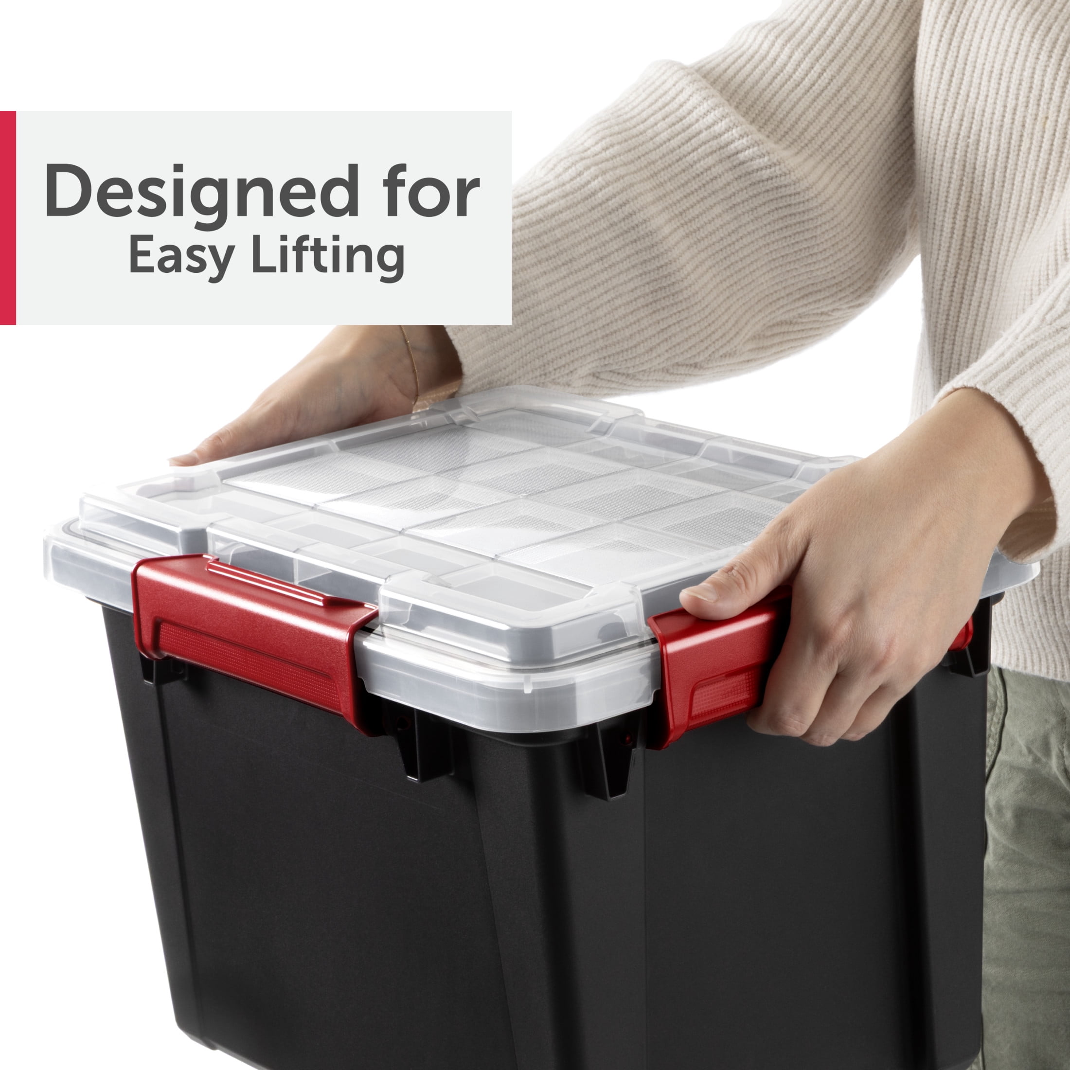 Sterilite Small Gasket Tote, 5 Gallon IP68 WaterProof Plastic Storage Bin with Lid, Gasket Seal and Durable Latches, Black