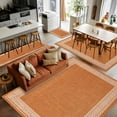 thumbnail image 5 of Orange Geometric 2.7x5 Area Rugs, White Greek Key Design Burlap Modern Art Non-Skid Rubber Backing Large Rectangle Rugs - Living Room Bedroom Home Office, Indoor Floor Mat Carpets Washable Rug, 5 of 9
