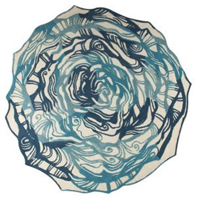 MAT Orange MILHIBTUR060RND Tapis de Zone Ronde Turquoise Hibiscus&44; 6 x 6 Pi.