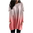 thumbnail image 2 of Okbop Womens Tops Casual,Spring And Autumn Round Neck Gradient Color Long-Sleeved Casual Pocket T-Shirt Top Victorian Blouse Breast Cancer Shirts for Women, 2 of 5