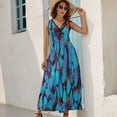 thumbnail image 5 of Beautiful Blue Different Butterflys Womens Night Club Maxi Dress V Neck Sleeveless Bohemia Long Dresses, 5 of 9