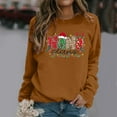 thumbnail image 2 of FYEGRE Chandail Sans Capuche pour Femmes, Col Rond, Manches Longues, Doux, Décontracté, Athlétique, Confortable, pour les Vacances, Marron m, 2 of 4