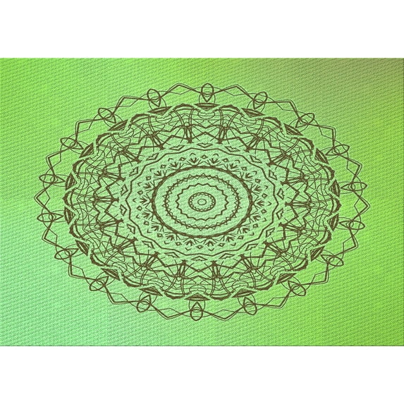 Ahgly Company Machine Washable Indoor Rectangle Transitional Green Onion Green Area Rugs, 5' x 7'