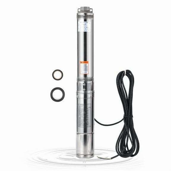 Towallmark 1HP 110V Deep Well Submersible Pump, 27GPM 204ft Head Stainless Steel Water Pump, 4" Well Pump with 33ft Cord Check Valve, IP68 Waterproof for Home Irrigation Industrial Use