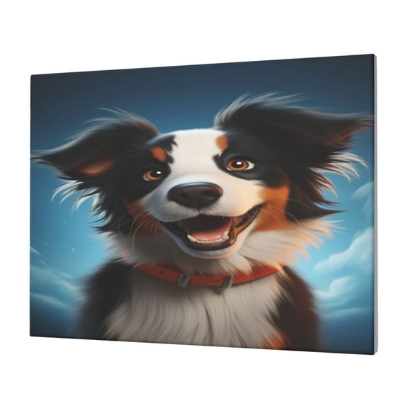 Logiee Playful Smile Cute Dog Print Canvas Wall Art,Canvas Picture Prints with Frame, Wall Art Decorative,Canvas Decorative,Suitable for Living Room Bedroom Office Room 30x40