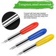 thumbnail image 4 of GFDYREE 30PCS Replacement Cutting Blades, 30° 45° 60° Lettering Cutting Replacement Blades, Tungsten Steel Vinyl Cutter Blades, Replacement Blades for Cutting Machines(Multi-Color), 4 of 7