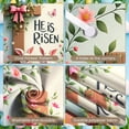thumbnail image 4 of Wooden Cross Resurrection Banner Pink Bow Easter Display Green Leaves Pink Flowers Cross Backdrop for Easter Celebration Resurrection Sunday Church Event, 4 of 9