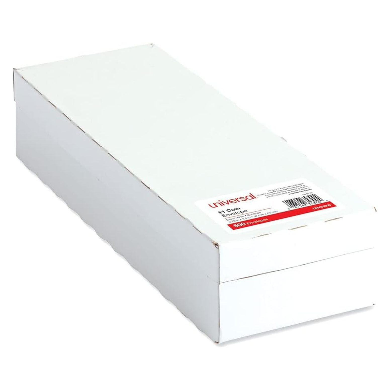 UNV35301 #3 Round Flap Gummed Closure 2.5 in. x 4.25 in. Coin Envelopes - Light Brown (500/Box)