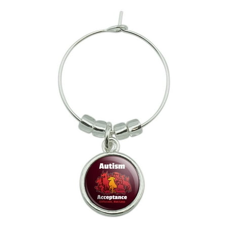

Autism Acceptance Different Not Less with Cute Dogs Wine Glass Charm Drink Marker