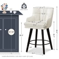 thumbnail image 5 of MultiHaven 26.2-Inch Bar Stools Set of 3,Swivel Counter Height Bar Stool with Plaid Back & Armrests,Solid Wood Legs PU Leather Kitchen Chairs for Bar,Cafe - White, 5 of 10
