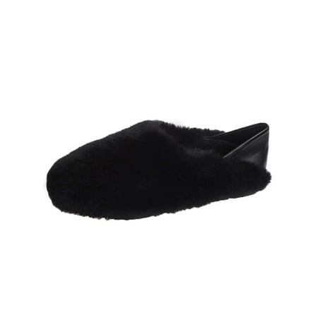 

Eloshman Womens Lightweight Anti-Slip Plush Warm Shoe Walking Fashion Round Toe Flat Shoes Black 5
