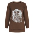 thumbnail image 5 of Sudadera extragrande de lana de manga larga con cuello redondo y estampado de calavera para mujer Pompotops gfhjh16838, 5 of 5