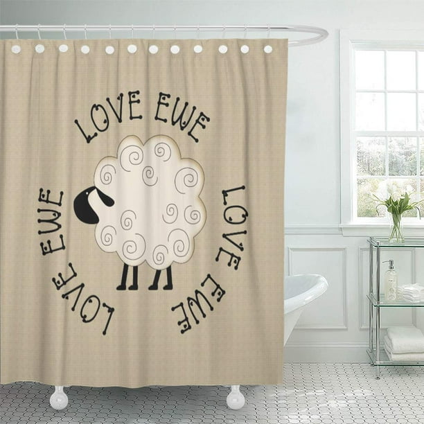 ATABIE Sheep Prim Love Ewe Earth Tone Country Primitive Sofa Shower