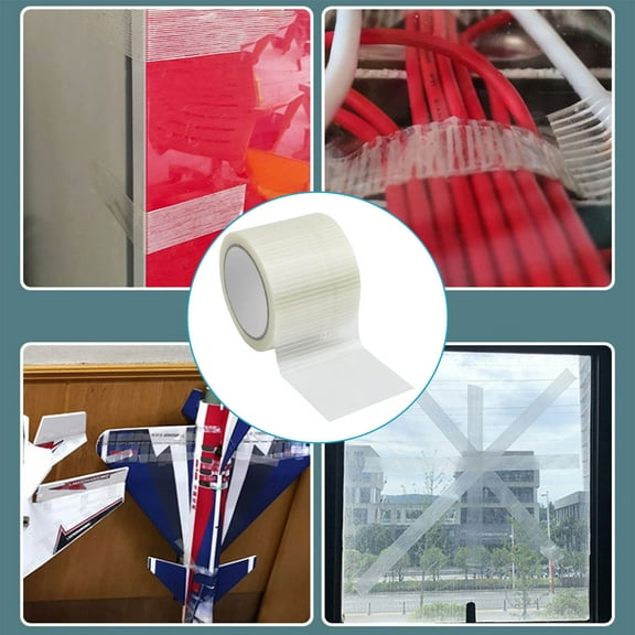 Directional Filament Strapping Tape, Fiberglass Reinforced Packing Tape, Adhesion Awning Repairing Tape for Awning, Tent, Boat Covers 3.15inch X 83 Feet