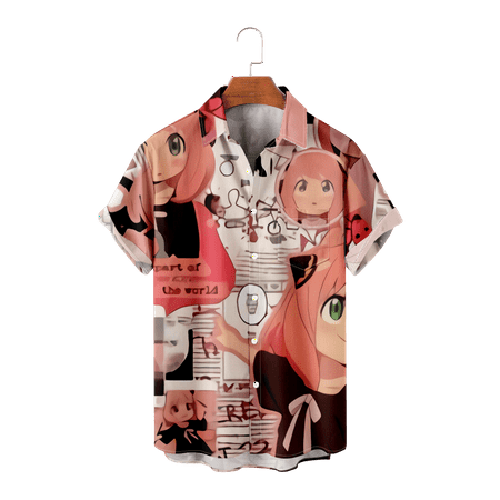 

SPY x FAMILY Adult Kids Casual Button Down Tees with Breast Pocket Holiday Clothing Size 100-170/XXS-8XL