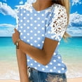 thumbnail image 4 of VgaVtl Summer Womens Plus Tees Short Sleeve Womens Tops Elegant Polka Dots Holiday Ruffles Loose Casual Shirts,Blue S, 4 of 7
