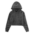 thumbnail image 2 of Hat and Beyond Women's Casual Crop Top Fleece Hoodie, 2 of 6