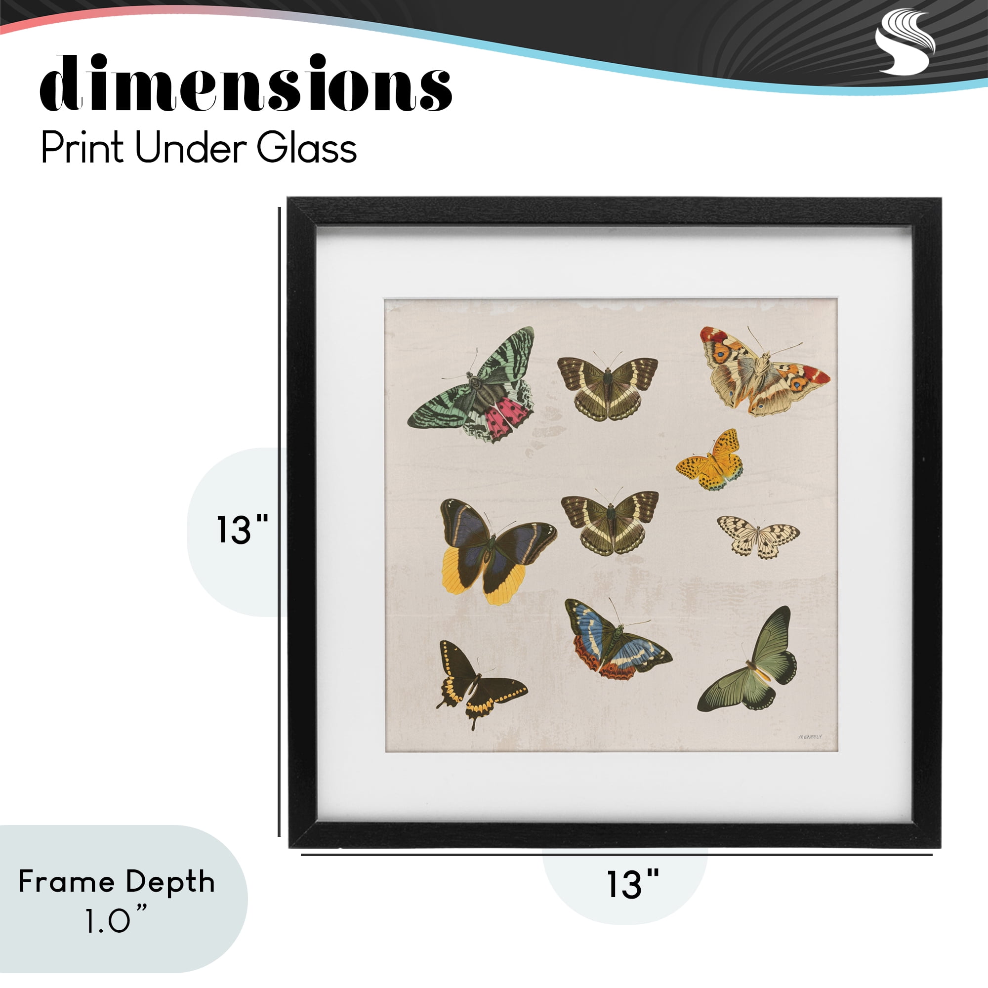 Stupell Industries Antique Butterfly Flight Black Framed Print Under Glass, design by Dan Meneely
