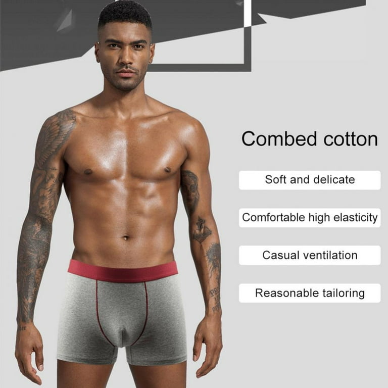 Men's Underwear Cotton Sport Solid Color Boxer Briefs Casual Ultra