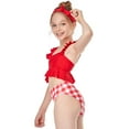 thumbnail image 4 of Penkiiy Toddler Baby Kids Girls Ruffles Print Two Piece Swimsuit Bathing Beach SwimwearGirls Bikini Swimsuits 4-16 Clearance Red 3-4 Years, 4 of 9