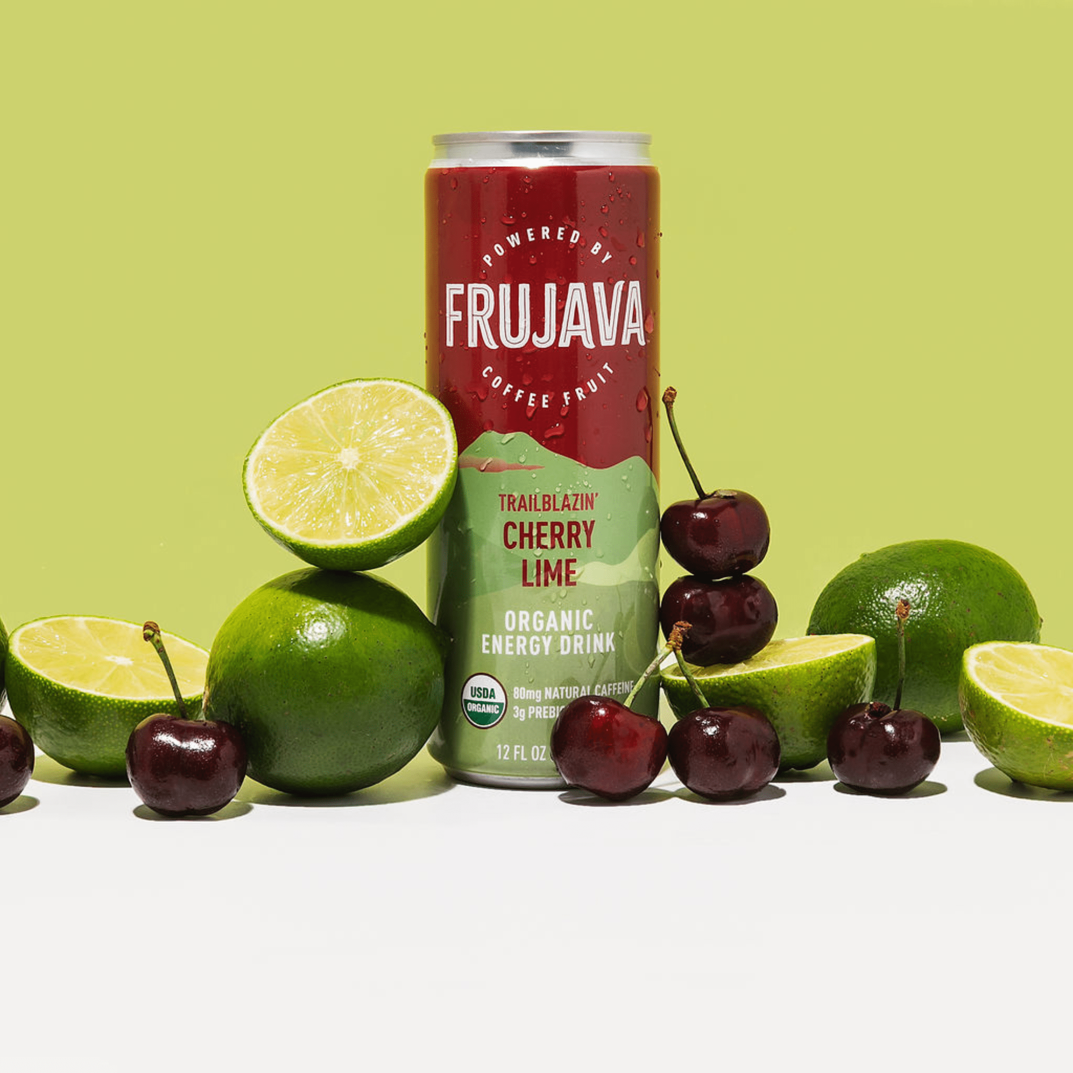 Frujava Sparkling Cherry Lime Energy Drink, Natural Caffeine from Coffee, Organic, Gluten-Free, Vegan, 12 Fl Oz (Pack of 12)