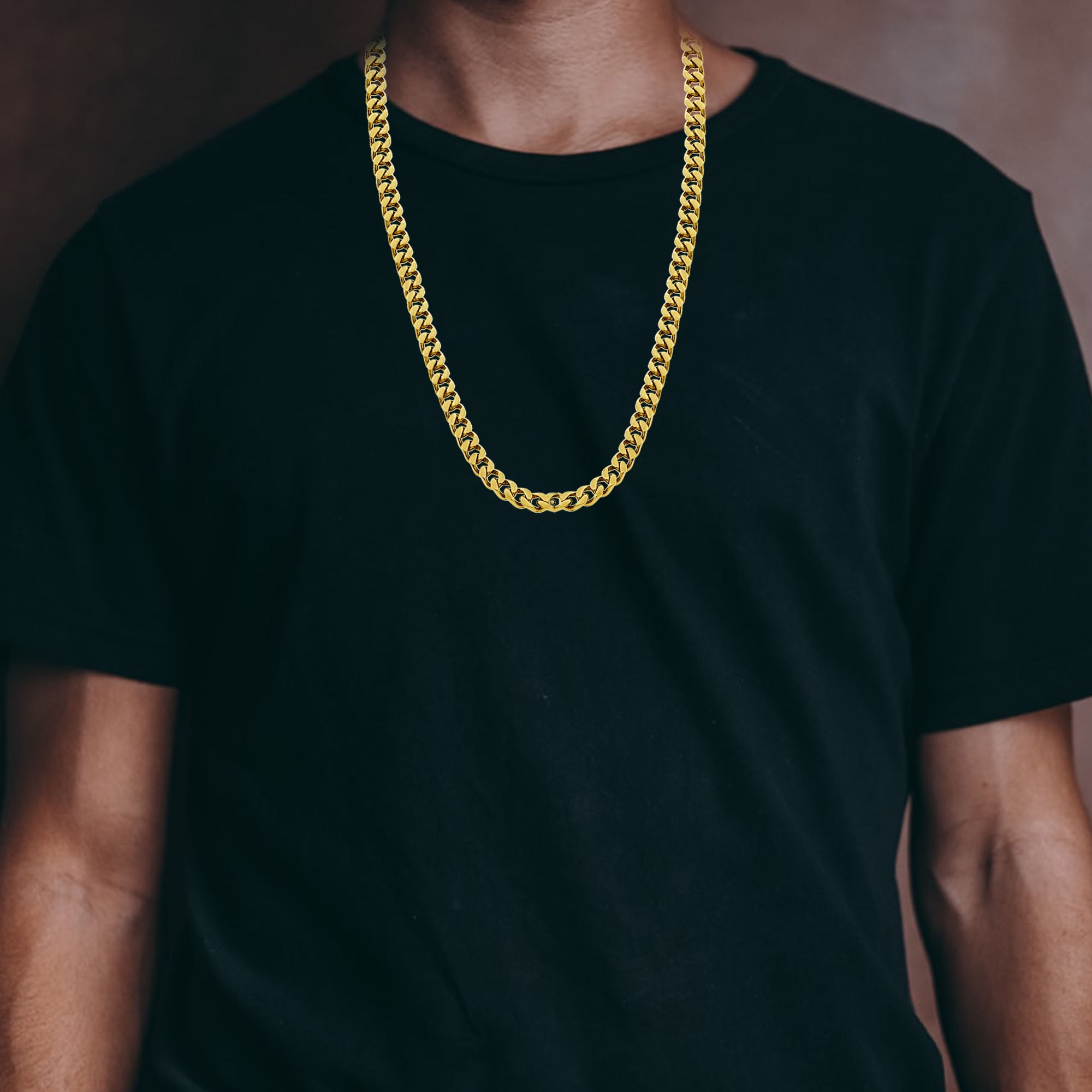 Mens Gold Plated Stainless Steel Curb Link Chain Necklace
