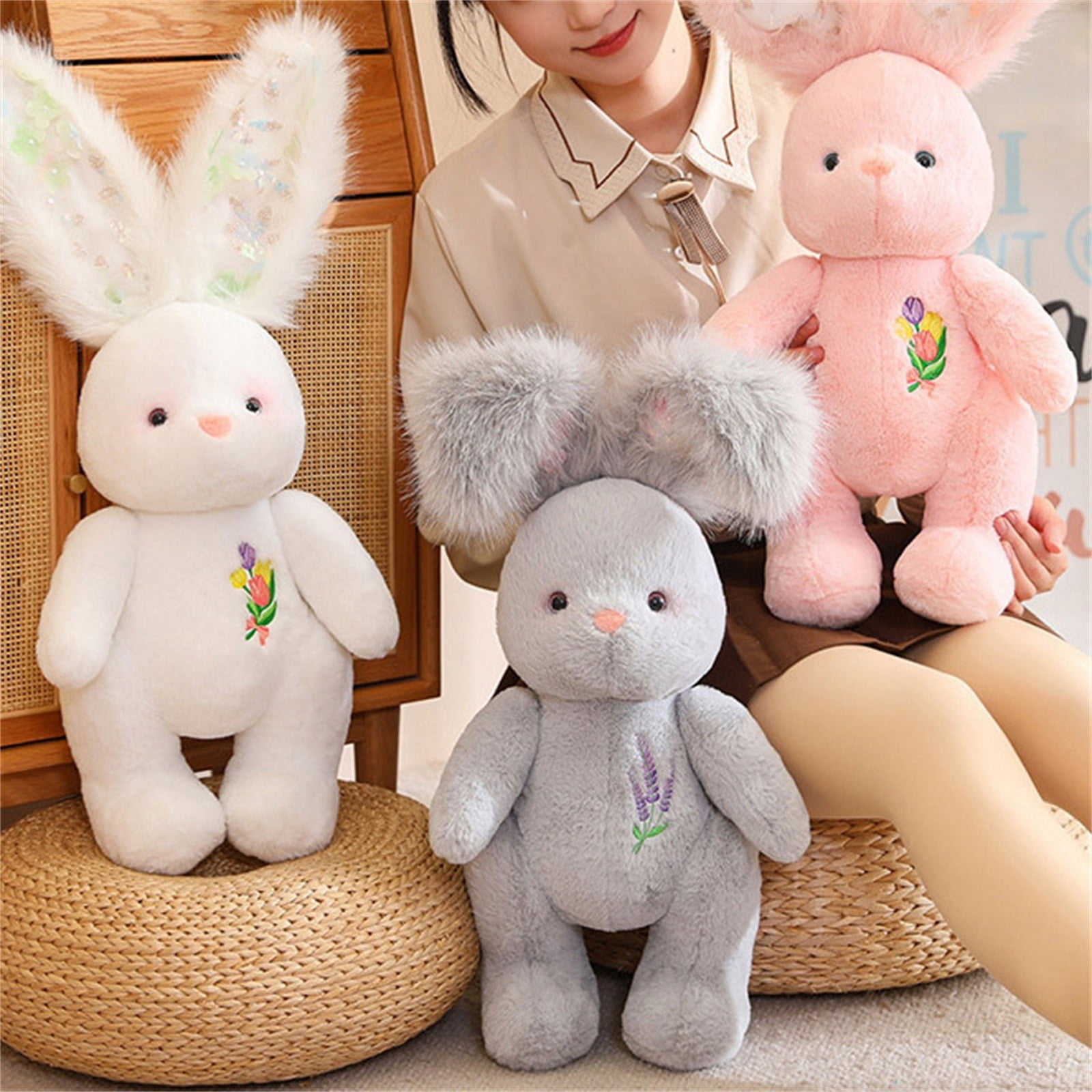 RUIG Rabbit Plush Toy, 23.6 inchs Easter Stuffed Animal Bunny Plush Animal Doll, Plush Rabbit Toy Bunnys Stuffed Animals for Girls Easter Animals on Party Birt