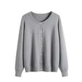 thumbnail image 2 of Womens Sweaters Round Neck Long Sleeve Cardigan Autumn And Winter Models Of Classic Versatile Basic Knitwear Large Size Jacket Fall Clothes For Women ,Gray, 2 of 7