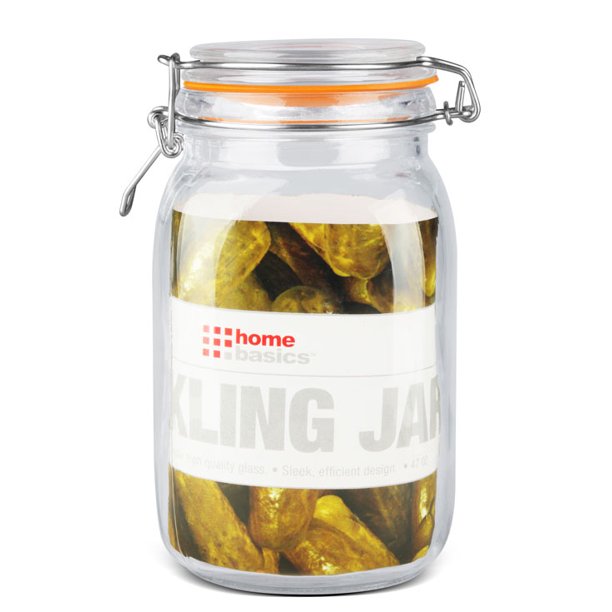 Home Basics 47 oz. Glass Pickling Jar with Wire Bail Lid and Rubber