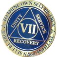 thumbnail image 1 of RecoveryChip Médaillon AA 7 Ans Réflex Bleu Or Plaqué Alcooliques Puce Anonyme VII, 1 of 10