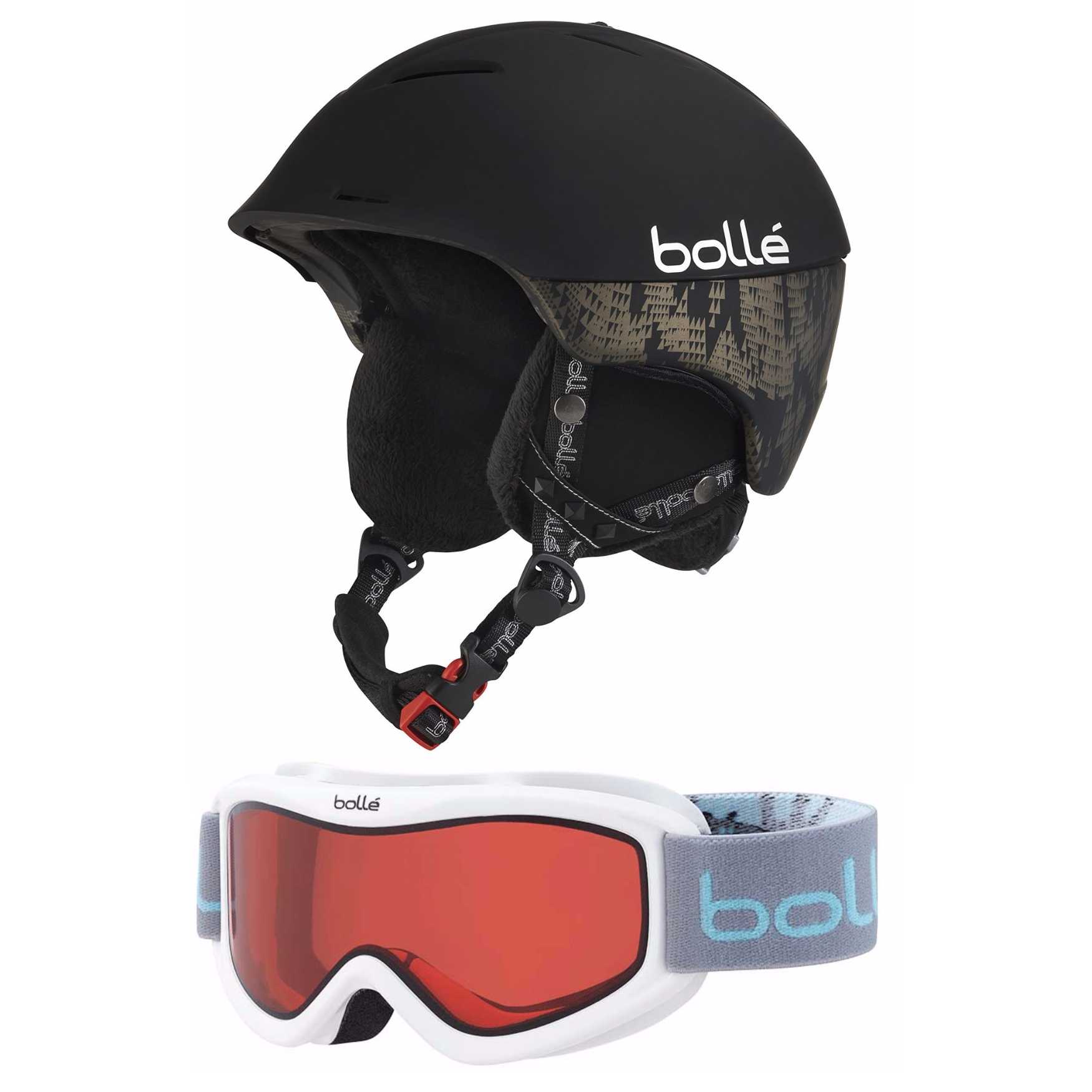 Bolle 30376 Synergy Ventilated Ski Helmet (Black, 54-58 cm) & 21579 Amp Goggles by Bolle