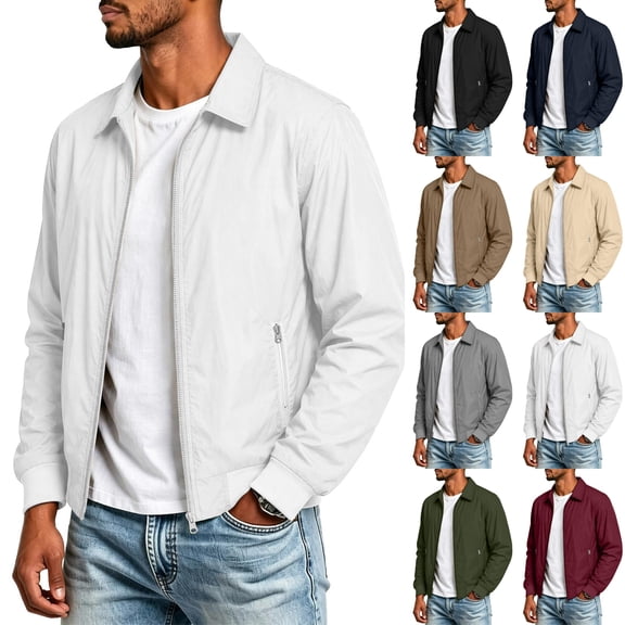 LONKITO Mens Jackets Lightweight Windproof Windbreaker Casual Outdoor Jackets with Zipper Pockets