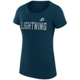thumbnail image 2 of Women's G-III 4Her by Carl Banks Navy Tampa Bay Lightning Super-Slim Fit Lightweight Dot Print Team T-Shirt, 2 of 3