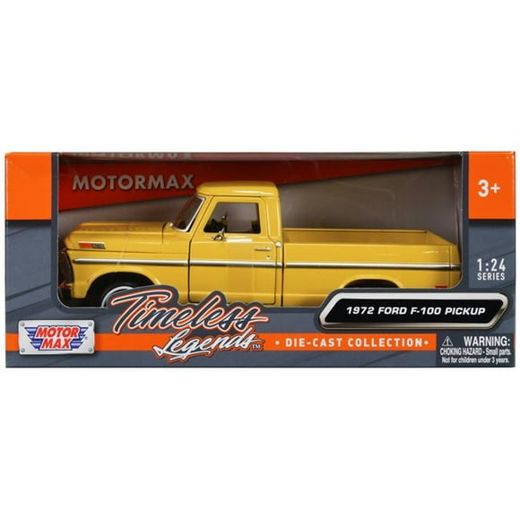 Motormax 79384Y 1972 Ford F-100 Pickup Truck Timeless Legends Series 1-24 Scale Diecast Model Car, Yellow