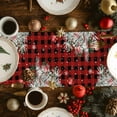 thumbnail image 3 of Christmas Snowman Cotton Linen Table Runner Pine Tree Leaf Deer Xmas Balls Red Black Plaid Dining Table Runners for Home Decor Party Dining Room Restaurant Kitchen Party 13" x 48", 3 of 9