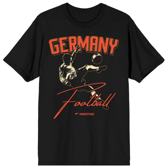 Homestand Germany Football Adult Black Crew Neck Short Sleeve T-shirt-XL
