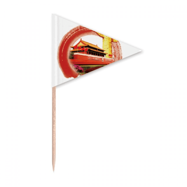 Huabiao Tiananmen Round Patriotism Toothpick Triangle Cupcake Toppers Flag