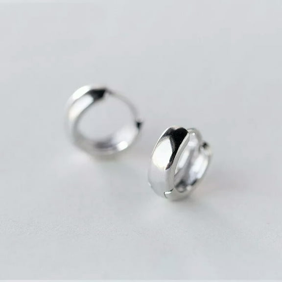 K-KED 925 Sterling Silver 4mm Width Hoop Circle Huggie Earrings Cute Gift