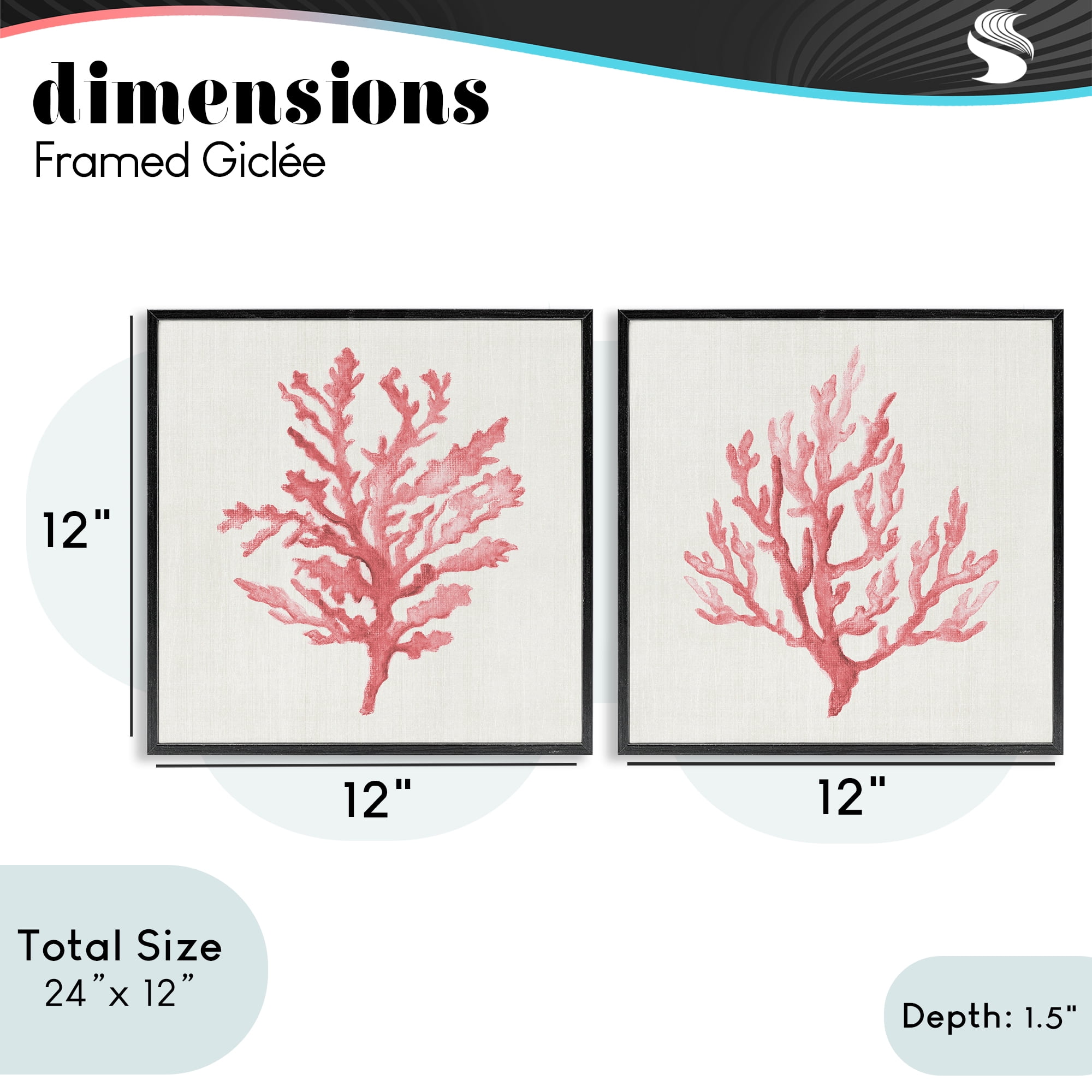 Stupell Industries Rosy Pink Coral Branches 2 Piece Black Framed Giclee Art Set, design by Janet Tava