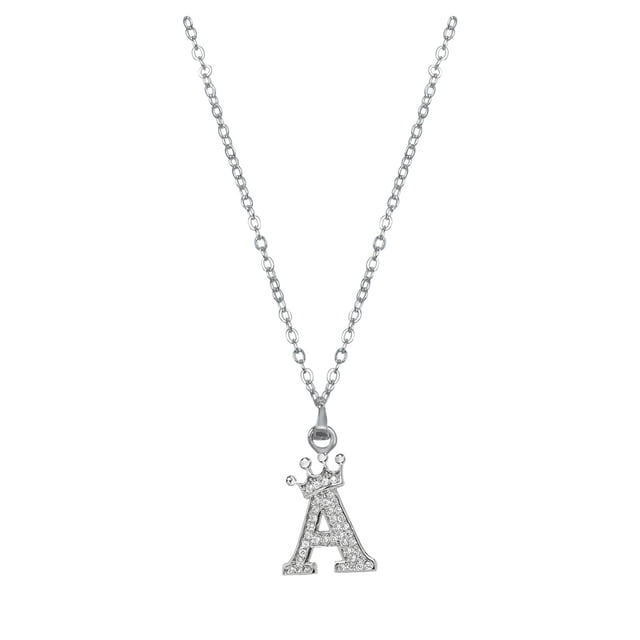 Women's Crown 26 Letters Pendant Necklace, Alloy/Rhinestone, Adjustable Chain, Minimalist, For Daily/Casual/Gifts