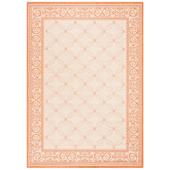 Safavieh Courtyard Gaus Oriental Indoor/Outdoor Area Rug, Natural/Terracotta, 4' x 5'7"