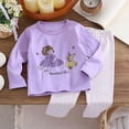thumbnail image 2 of CAUYDY Kids Girl Clothes Pajamas for Child Fall Winter 5-7T 8-10Y Long Sleeve Shirt Elastic Waist Pants 2Pcs Cute Set Girls Outfits Sizes 5-6 Years,Purple, 2 of 9