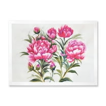 Designart 'Purple Peonies Flowers' Traditional Framed Art Print